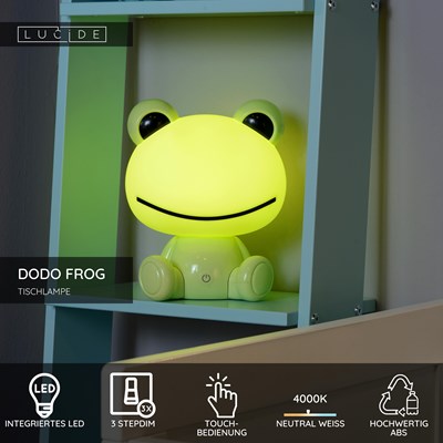 Lucide DODO FROG - Tischlampe Kinderzimmer - LED 3 StepDim - 3x3W 4000K - Grün